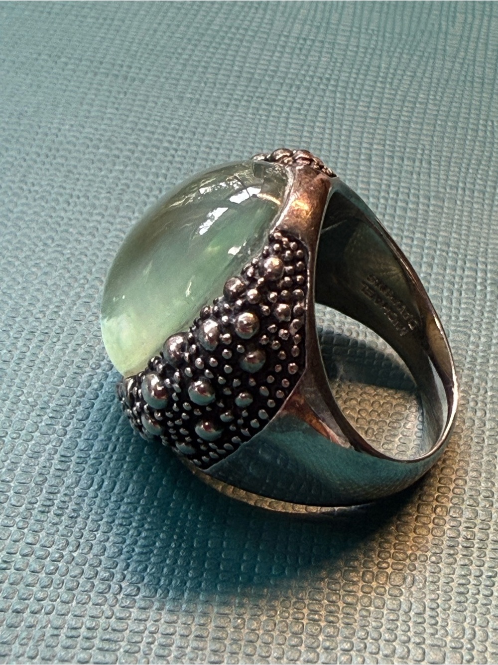 Michael Dawkins Sterling Silver 925 Mint Quartz MOP Doublet Starry Night Ring - Picture 4 of 12